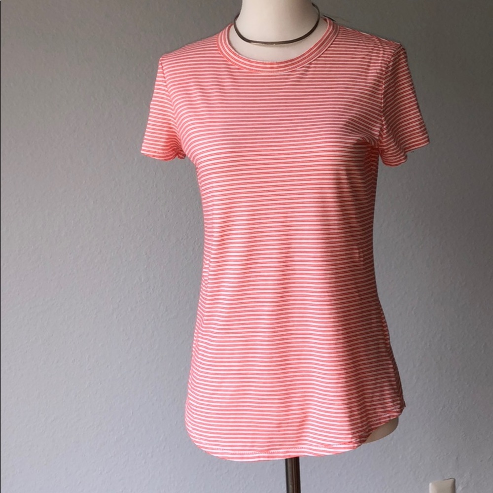Gap 100% cotton orange striped tee shirt XS, NWT